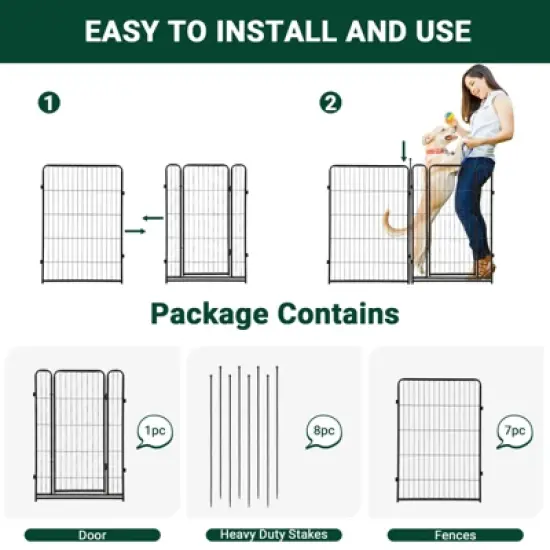 Dog Playpen,48 Inch(H) 18 Ft(L) 8 Panels Dog Fence Indoor/Outdoor ,Heavy Duty Metal Pet Puppy Exercise Pen,  Wide Door Low Threshold image {3}