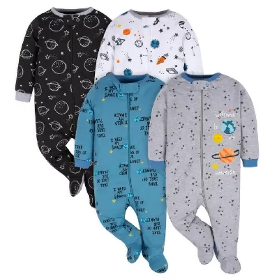 Gerber Baby Boys' Long Sleeve Sleep 'N Plays - 4-Pack image {9}