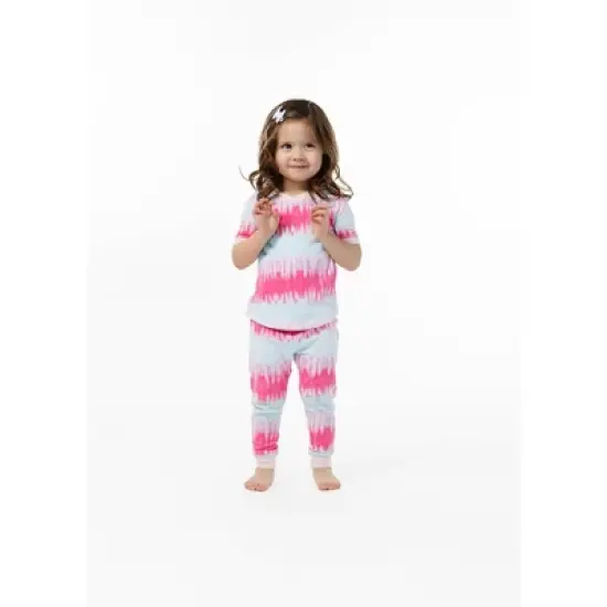 Sleep On It Girls Tie-Dye Sailor Stripe Snug Fit 2-Piece Pajama Sleep Set image {1}