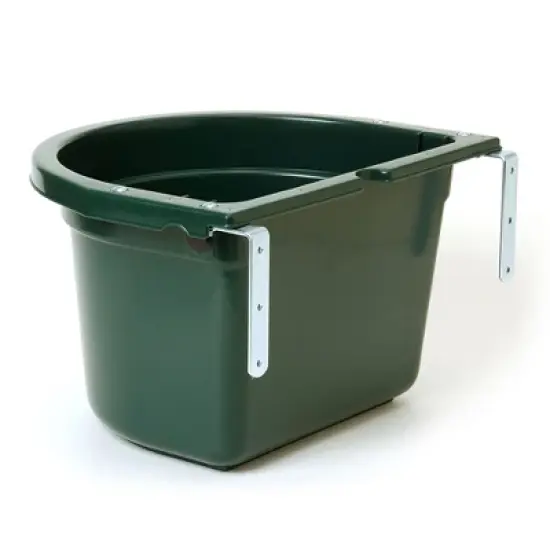 Little Giant 20 Quart Heavy Duty Mountable Plastic Fence Feeder Bucket for Feeding Small Livestock and Pets at Home or Farm, Green image {1}