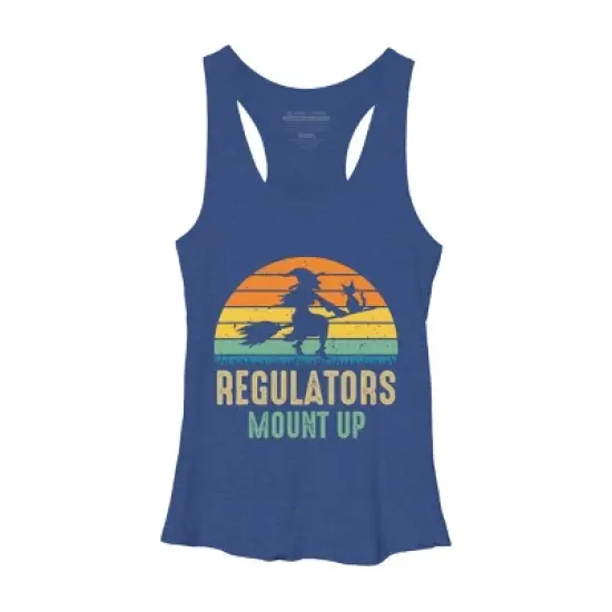 Women's Design By Humans Regulators Mount Up Halloween Witch By RedBirdLS Racerback Tank Top image {11}