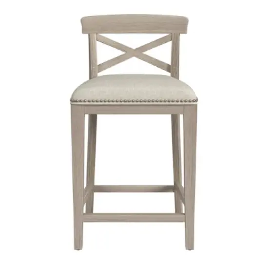 Set of 2 26" Bayview NonSwivel Counter Height Barstool White/Silver - Hillsdale Furniture image {2}