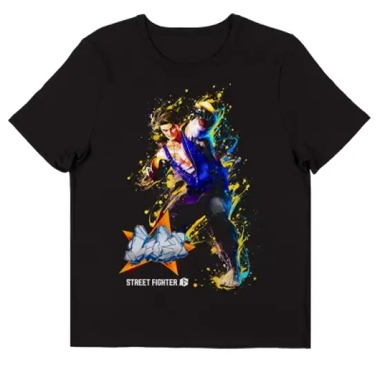 Street Fighter VI Luke Graffiti Name Crew Neck Short Sleeve Black Women's T-shirt image {2}