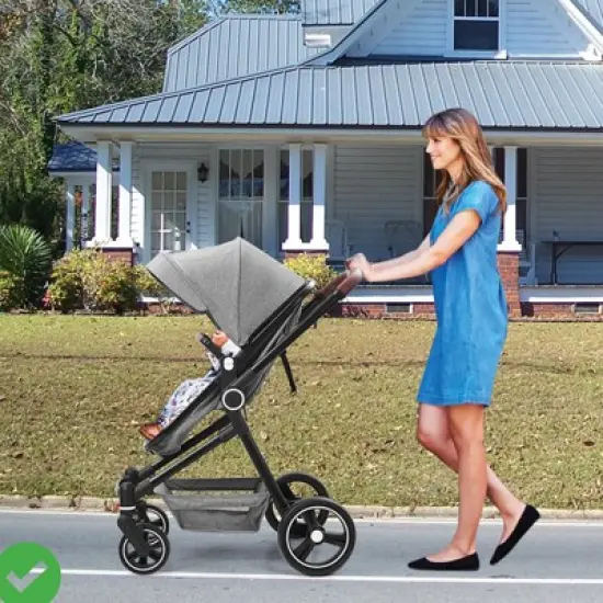 Convertible Baby Stroller 2 in 1 with Adjustable Backrest & Canopy Foldable Aluminum Alloy Anti-Shock image {5}