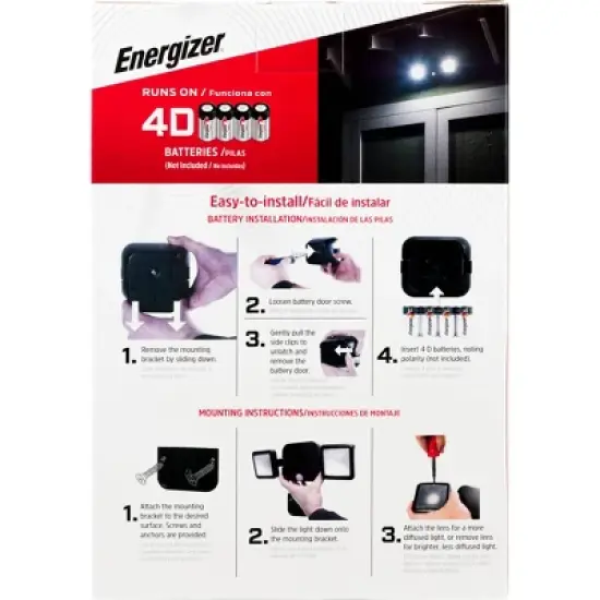 Energizer 600 Lumens Outdoor LED Motion Sensing Dual Head Security Outdoor Wall Light Black image {3}