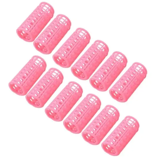 Unique Bargains Plastic Hair Styling DIY Compact Rollers 2.7" x 1.2" Pink 12 Pcs image {5}