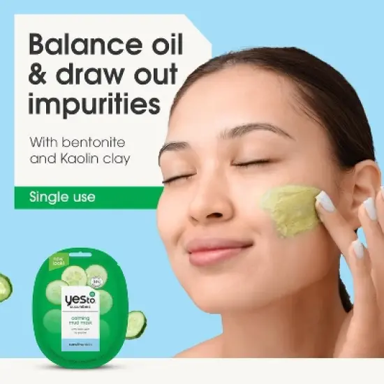 Yes To Cucumbers Calming Mud Mask with Aloe Vera for Sensitive Skin, 3 Pack image {4}