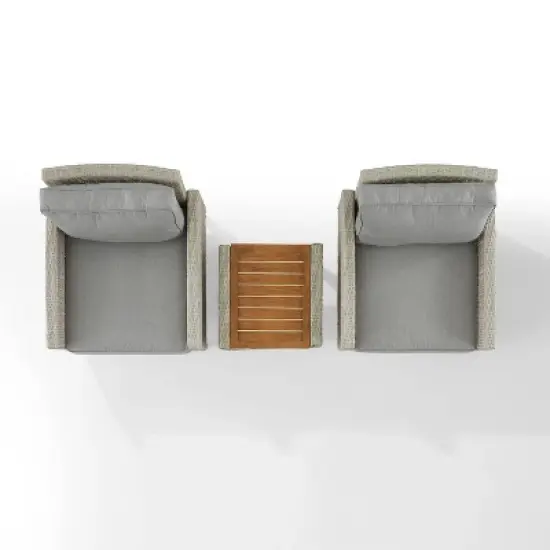 Capella 3pc Outdoor Wicker Chair Set - Gray - Crosley image {4}