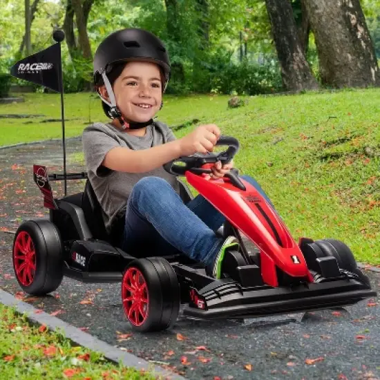Ride On Go Kart for Kids, 8MPH Fast Drifting Circling Car, Adjustable Seat Electric Ride Toy, Max Load 135lbs, Racing Toy for Kids 6+ Years image {10}