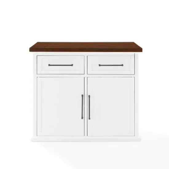 Bartlett Wood Top Kitchen Island White/Walnut - Crosley image {7}