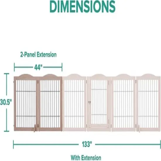 Arf Pets 30.5" Tall Freestanding Folding Dog Gate Extension - Walnut image {2}