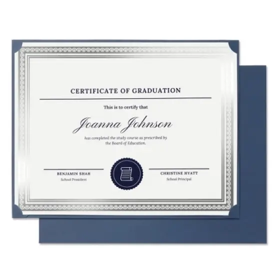 Sustainable Greetings 48-Pack Single Sided Award Certificate Holders for Diplomas, Awards, Certifications (fits 8.5x11, Navy Blue) image {5}