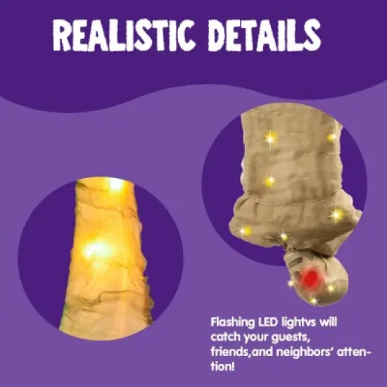 Joyfy 65" Halloween Hanging Cocoon Corpses Props Outdoor, Halloween Decoration Body Prop Corpses Skeleton with Lights&LED Eyes&Sound image {5}