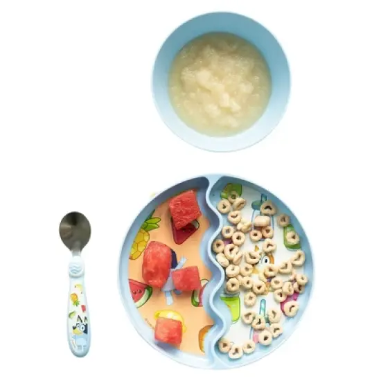 The First Years Bluey 3pc Mealtime Set with Divided Suction Plate, Bowl and Spoon - 9 Months+ image {1}