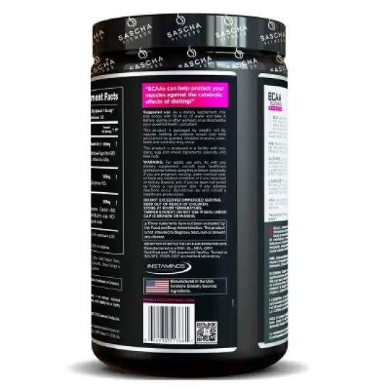Sascha Fitness BCAA 4:1:1 with Glutamine, HMB, L-Carnitine, HICA | Natural Grape Flavor 12.8 oz image {3}