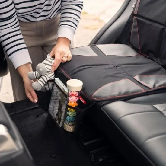 Diono Ultra Mat Full Size Car Seat Protector for Under Car Seat with 3 Mesh Storage Pockets Crashed Tested - Black image {2}