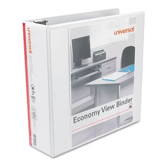 Universal Economy Round Ring View Binder, 3 Rings, 3" Capacity, 11 x 8.5, White image {5}