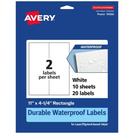 Avery Durable Waterproof Rectangle Labels, 11" x 4.25" image {9}