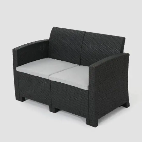 Daytona 4pc Faux Wicker Chat Set - Charcoal - Christopher Knight Home image {4}