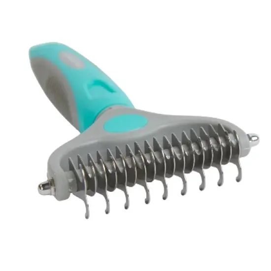 Groomer Essentials Double-Sided Deshedding Tool Rake 9/17 Blades - Dog Brush for Shedding and Mat Removal, Ideal for Medium to Long Coats image {7}