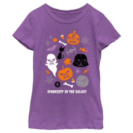 Girl's Star Wars Halloween Spookiest in Galaxy Collage T-Shirt image {3}