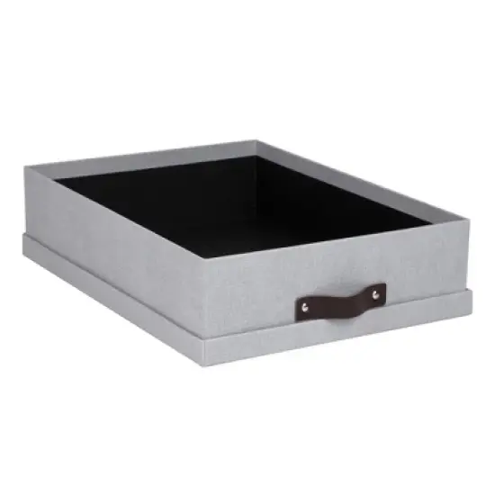 Bigso Oskar Document Letter Box with Lid and Leather Handle &ndash; Canvas Fiberboard File Organizer, 3.3" x 10.2" x 13.8" image {3}