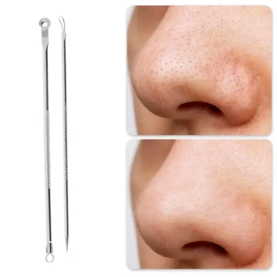 Unique Bargains Regular Long Needle Pimple Extractor Tool Kit Silver Tone 1 Set image {4}