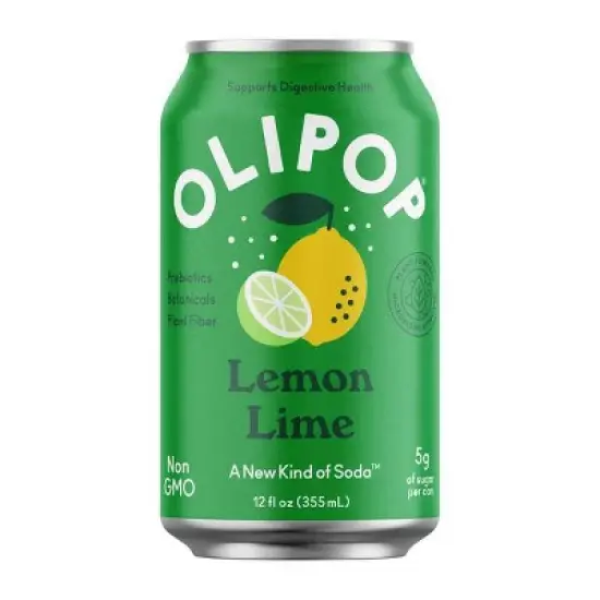 OLIPOP Lemon Lime Prebiotic Soda - 4ct/12 fl oz Cans image {1}