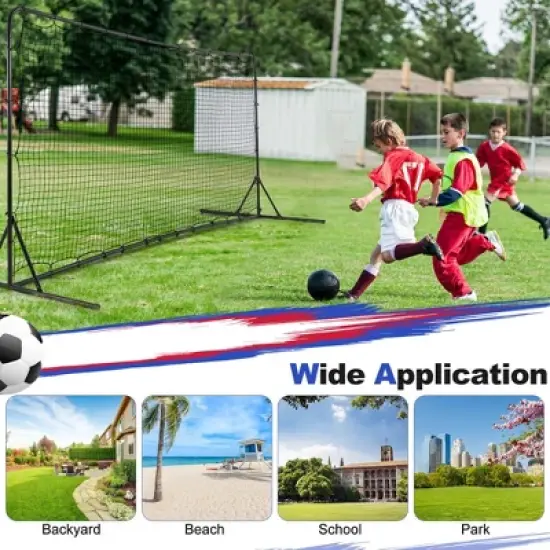 Costway Soccer Rebounder Net 12 x 6 FT Portable Football Training Equipment with Net White/Black image {6}