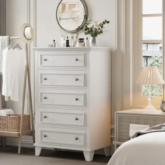 Garvee 5 Drawer Dresser for Bedroom, 48" Tall Wood Dresser & Chests of Drawers, Modern TV Stand Chest Organizer for Living Room image {8}