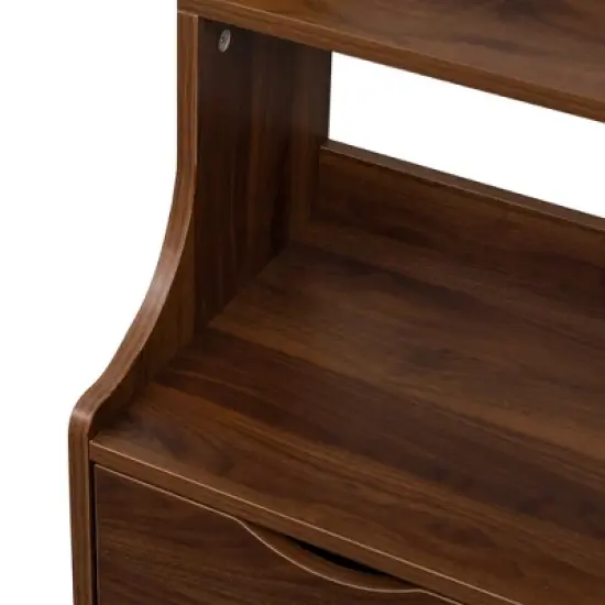 Cesicia Night Stand with Bookshelf, Night Stand with 2 Storage Drawers for Bedroom image {7}