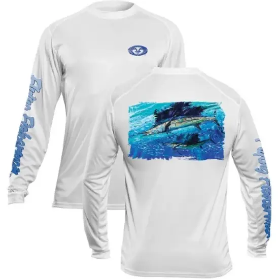 Flying Fisherman Pasta Sailfish Performance Long Sleeve T-Shirt - White image {3}