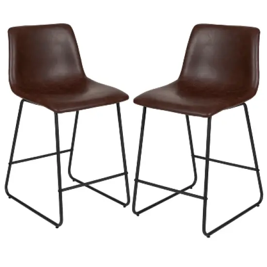 Flash Furniture 24 Inch Commercial Grade LeatherSoft Counter Height Barstools, Set of 2 image {13}