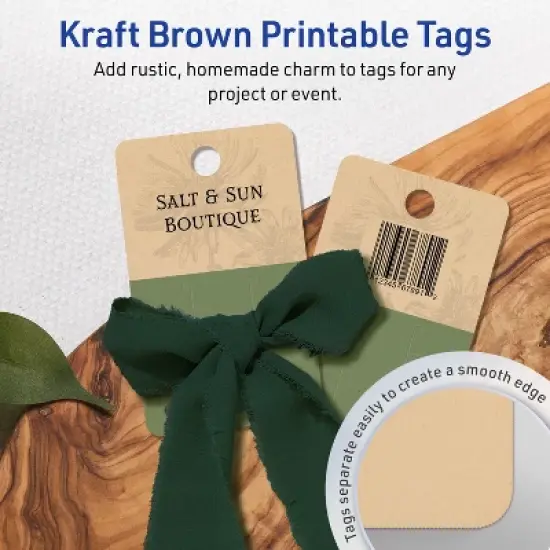 Avery Rounded Slot Tags, 1-1/2" x 2-1/2", Kraft Brown, 100 Total image {2}
