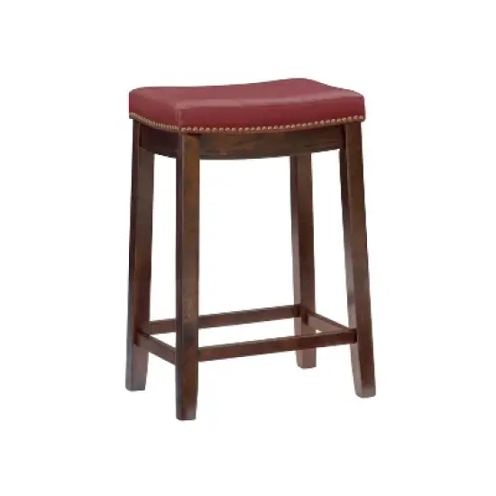 Claridge Leather Saddle Counter Height Barstool - Linon image {11}