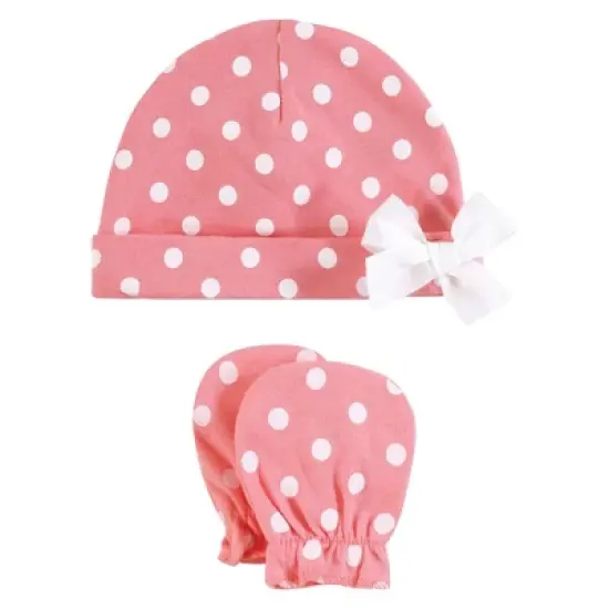 Hudson Baby Infant Girl Cotton Cap and Scratch Mitten Set, Modern Botanical, 0-6 Months image {2}