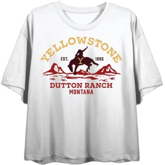 Yellowstone Protect the Land Women's White Graphic Crop Tee image {2}