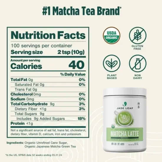 Jade Leaf Matcha Organic Cafe Style Sweetened Original Matcha Latte Mix - 35.3oz image {3}