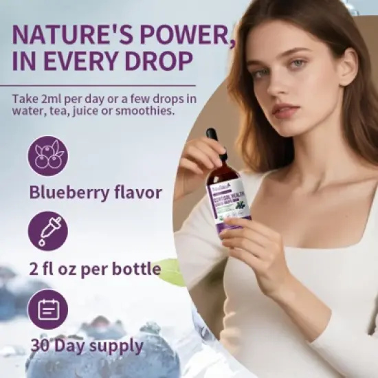 Mulittea Cortisol Liquid Drops Supplements for Women Men, Cortisol Detox Manager, Balance Mood, Focus, Sleep Support - 2 Fl.oz, Blueberry image {5}