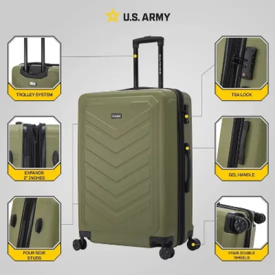 U.S. Army FOX PRO 28" Expandable Large Checked Hardside Suitcase with TSA Lock image {1}