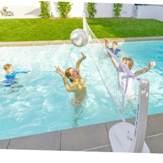 GoSports Splash Net PRO Pool Volleyball Net - Includes 2 Water Volleyballs and Pump - White image {2}