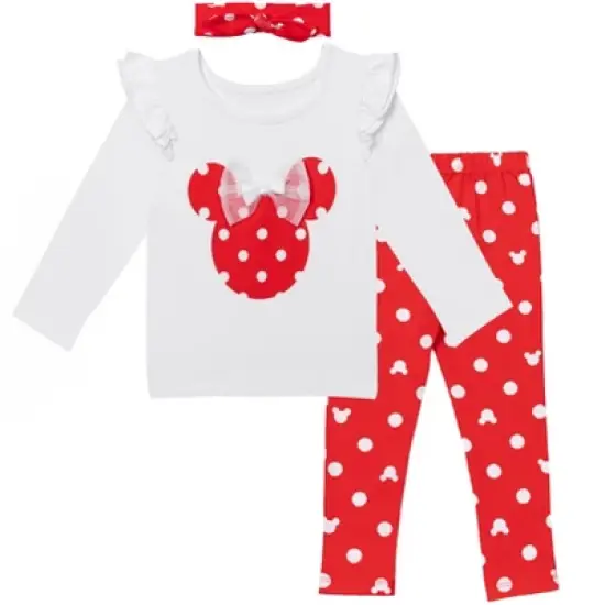 Disney Minnie Mouse Baby Girls T-Shirt Headband & Pant Set Newborn to Infant image {8}