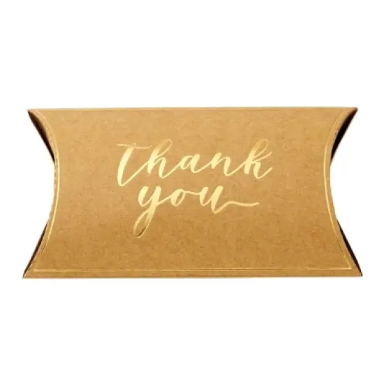Sparkle and Bash 100 Pack Kraft Thank You Boxes for Favors with Gold Foil, Bulk Gift Wrap for Party Supplies, 5.2 x 3.2 In image {6}