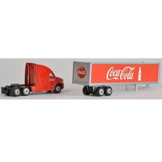 Classic Long Hauler Tractor Trailer "Coca-Cola" Red 1/87 (HO) Scale Diecast Model by Motorcity Classics image {1}