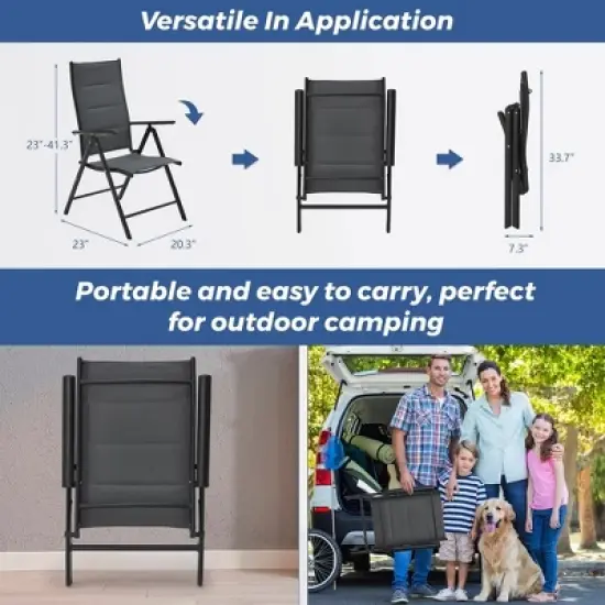 EROMMY Outdoor Patio Dining Sets, Metal Frame Reinforcement for Backyard, Porch, Lawn, Party and Garden - 9-pc grey image {4}