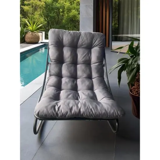Outdoor Rocking Chair &ndash; Modern Metal Rocker with Thick Cushion, 350 lbs Capacity, High Back Lounge Chair for Patio, Garden, and Living Room image {2}