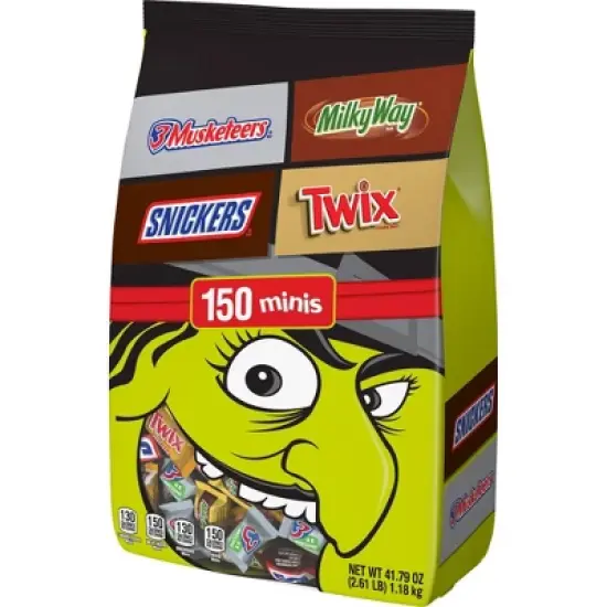 Mars - Snickers, Twix, Milky Way & 3 Musketeers Minis Halloween Milk Chocolate Candy Assortment Bulk Bag - 41.79oz/150ct image {8}