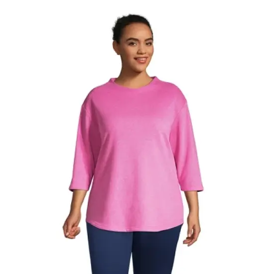 Lands' End Women's Serious Sweats 3/4 Sleeve Funnel Neck Top image {3}