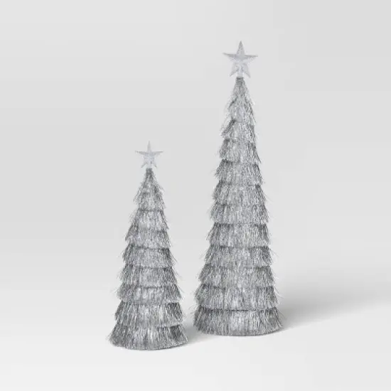 2pk Christmas 18" and 12" Tinsel Trees - Wondershop&trade; image {4}