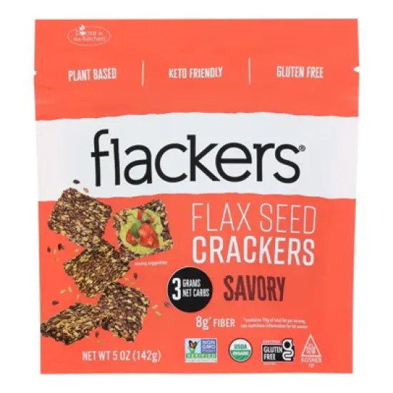 Flackers Savory Flax Seed Crackers - Case of 6/5 oz image {1}